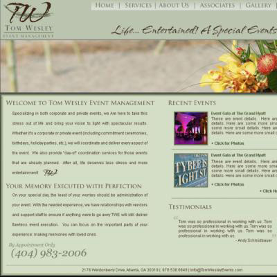 Tom Wesley Event Planner Website Launch